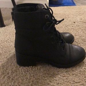 So Black Military Style Booties